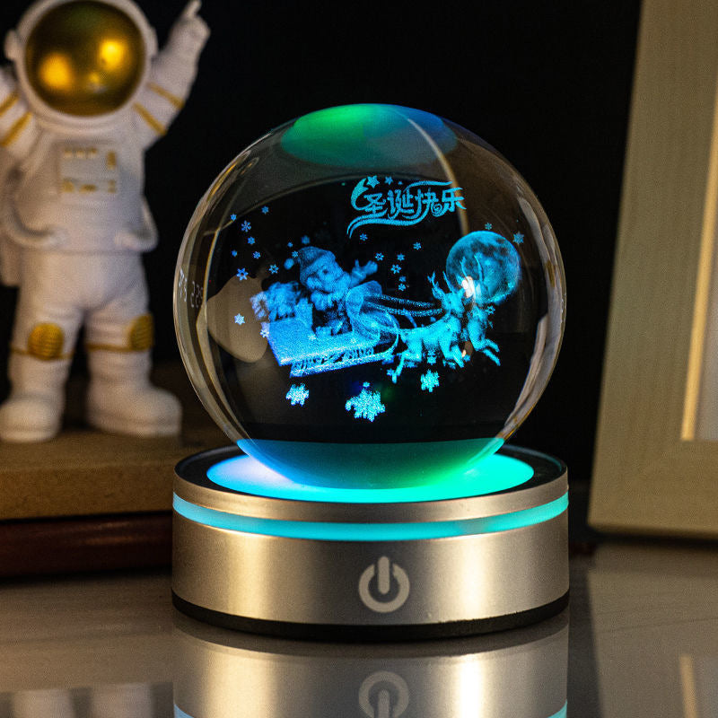 Creative 3D Luminous Crystal Ball Colorful Night Lamp