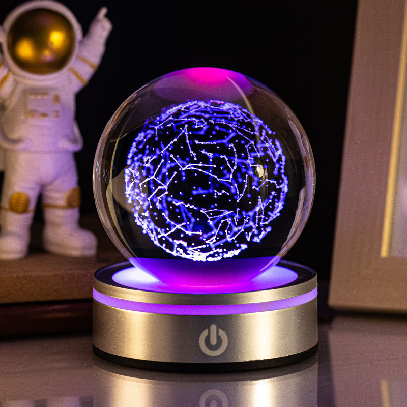 Creative 3D Luminous Crystal Ball Colorful Night Lamp