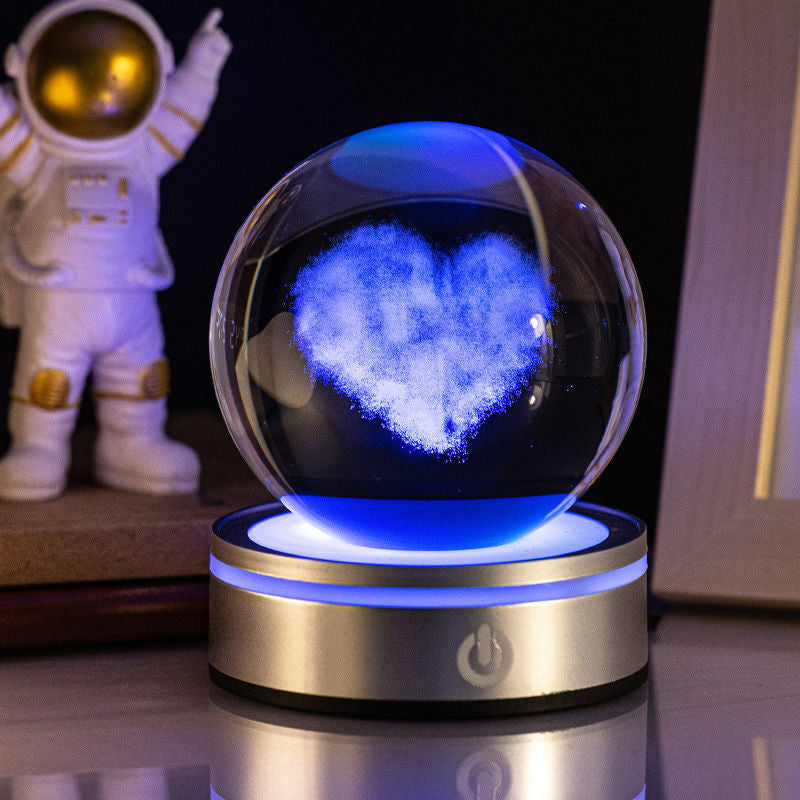 Creative 3D Luminous Crystal Ball Colorful Night Lamp