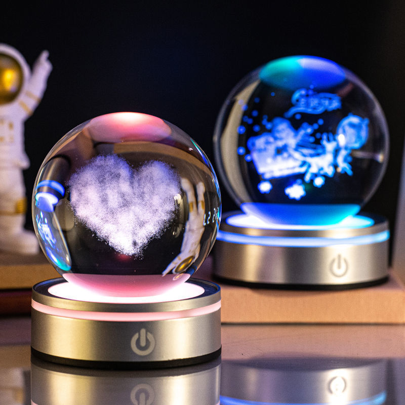 Creative 3D Luminous Crystal Ball Colorful Night Lamp