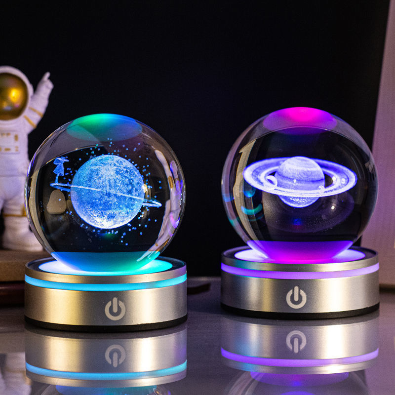 Creative 3D Luminous Crystal Ball Colorful Night Lamp