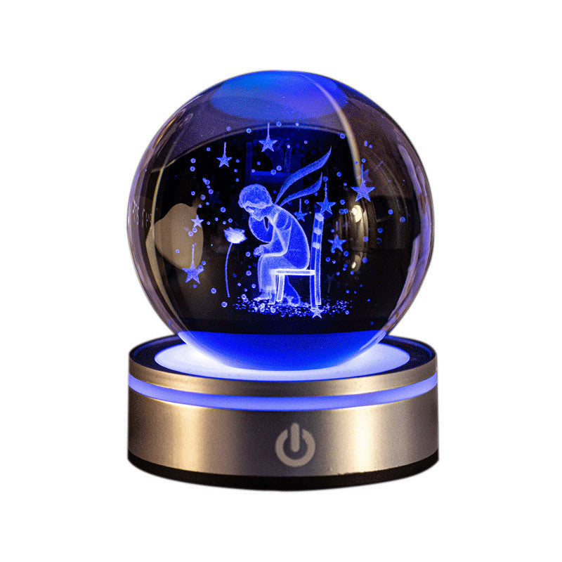 Creative 3D Luminous Crystal Ball Colorful Night Lamp